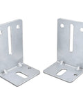 Four Pack Heavy Duty Garage Door Track Jamb Brackets Made From 12 Gauge Galvanized Steel For Ultimate Reinforcement, Fits Most Doors Up To Two Inches Thick, Pre Cut With Slots For Quick No Drill Install, 102mm displayed on a white background