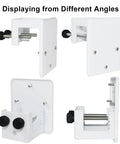 Heavy Duty Gutter Mount Bracket For Security Cameras No Drill Install White Metal Holder Fits SoloCam S340 E30 E42 And 4G LTE S330 Cable Clean Look Durable Outdoor Mount 2 Pack shown from various angles