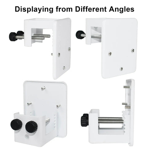 Heavy Duty Gutter Mount Bracket For Security Cameras No Drill Install White Metal Holder Fits SoloCam S340 E30 E42 And 4G LTE S330 Cable Clean Look Durable Outdoor Mount 2 Pack shown from various angles