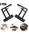 Two Pack Lift Up Table Hinges with Pneumatic Lift, smooth soft opening, for lift top coffee and tea tables, black metal