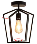 Rotating Black Semi Flush Mount Ceiling Light Fixture With 360 Degree Frame Over Kitchen Sink And Hallway Farmhouse Modern LED 1 Bulb 10 Inch Wide
