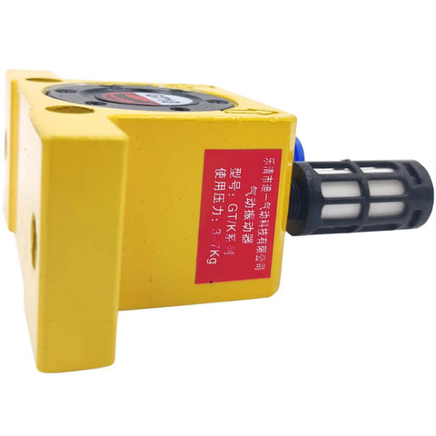 Set Of 2 Pneumatic Air Turbine Vibrators One Eighth Inch Silent Golden Finish Industrial Wheel Type Vibrators For High Speed Eccentric Vibration In Food And Pharmaceutical Applications Durable And Rugged Construction, yellow body with black filter