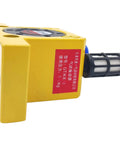 Industrial Pneumatic Air Turbine Vibrator High Speed Wheel Type GT 10 Series 1 Eighth Inch Port Silent Operation Durable Aluminum Body With Hard Coated End Plates Great For Food Grade And Pharmaceutical Use, yellow unit side view