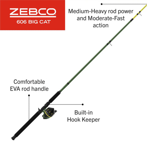 Big Cat Spincast Gear 7 Foot Two Piece Telescopic Rod With Medium Heavy Power Size 60 Reel Includes 11 Piece Eagle Claw Tackle Kit