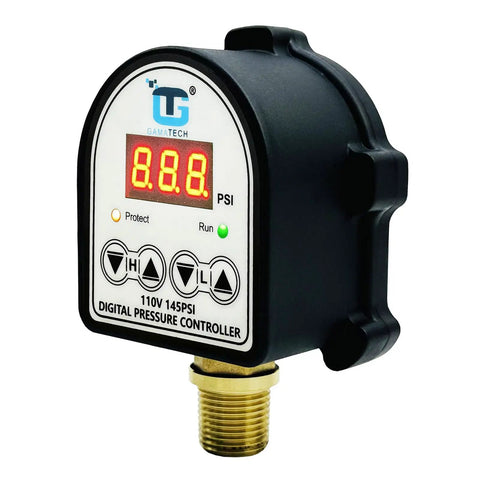 Digital Adjustable Pressure Switch Controller 110V 145 PSI For Water And Air Pumps No Brainer Install Half Inch NPT Plug-In Replacement