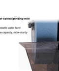 Electric Knife Sharpener Wet Stone Grinder Two Direction Multi Purpose Bench Tool showing water-cooled grinding and adjustable water level.