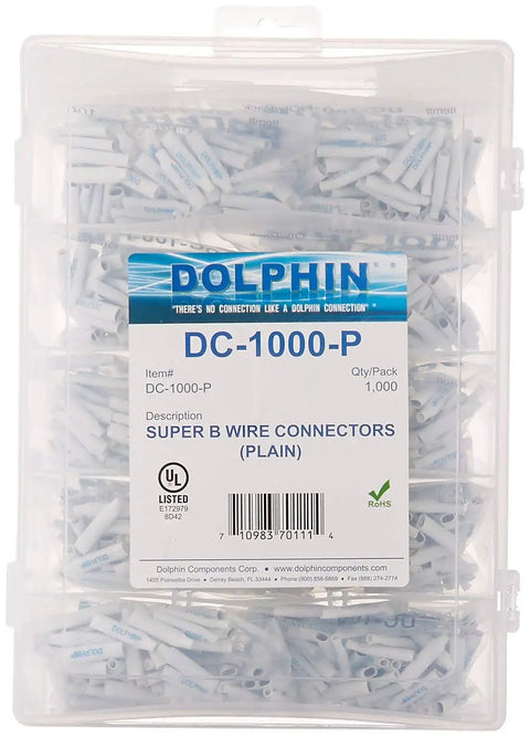 DC-1000-P Super B Wire Connector in plain plastic box with 1000 pieces, label showing UL Listed E172979