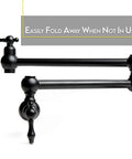 Pot Filler Faucet Wall Mount Black Kitchen Faucet With 24 Inch Extendable Swing Arm