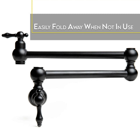 Pot Filler Faucet Wall Mount Black Kitchen Faucet With 24 Inch Extendable Swing Arm