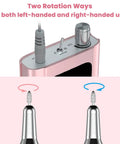 Professional Electric Nail Drill And High Torque E File With 35000 Rpm Speed For Fast Shaping Quiet Rechargeable Manicure Tool showing two rotation options for left and right-handed use.