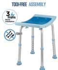 Adjustable Shower Chair For Inside Shower No Fuss Setup Heavy Duty Bath Seat With 350 Lb Capacity Tool Free Assembly image