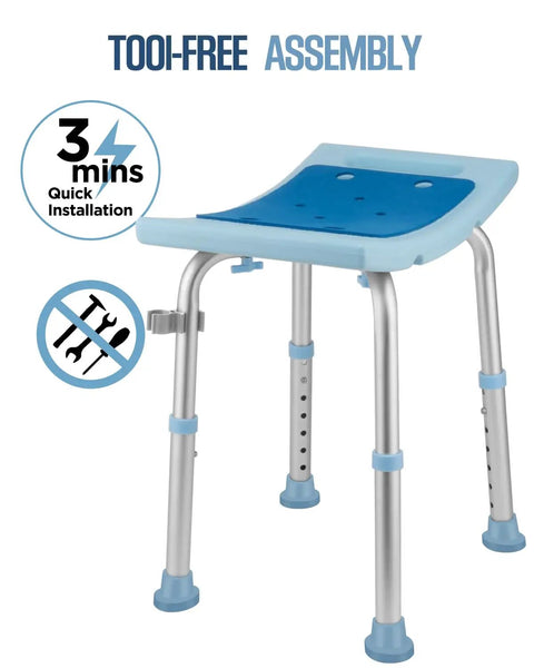 Adjustable Shower Chair For Inside Shower No Fuss Setup Heavy Duty Bath Seat With 350 Lb Capacity Tool Free Assembly image