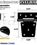 Illustration of 3.5 Inch Heavy Duty Gate Hinges Black Iron With Powder Coating Finish For Shed Fences Vinyl Fence Gates Barn Doors