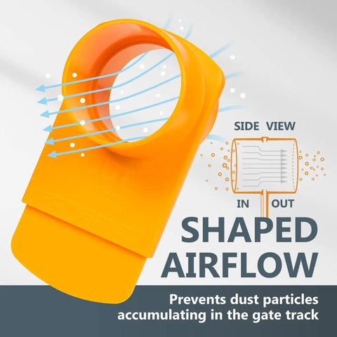 No Hassle 2 Inch Abs Blast Gate Fittings For Dust Collection Systems Clog Resistant Anti Gap Tapered Design showing airflow design.