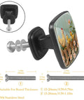 Four Pack Square Drawer Knobs With Spring Flower Chickens Fence Design In Black For Cabinets Cupboards Closets And Bathrooms Easy One Hole Mount Built To Last Durable Metal Hardware For Kitchen And Home Decor, showing side view with screws