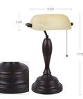 Antique Banker Desk Lamp in Oil Rubbed Bronze with Pull Chain Corded Lighting for Home Office Dorm or Apartment, detail view