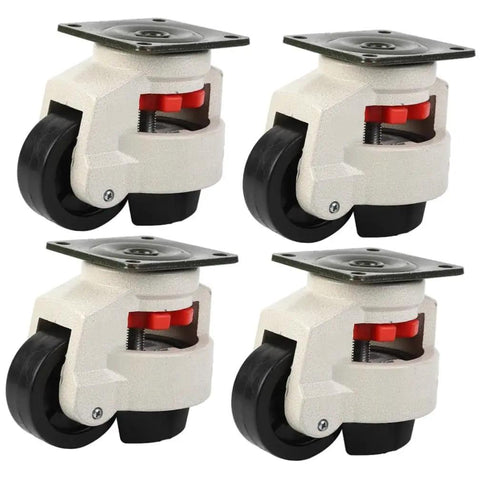 Beefy 4 Pack Heavy Duty Workbench Casters Leveling With 500kg Capacity Universal Adjustable Transport Wheels Flat Plate Swivel Feet For Carts And Equipment Easy Mobility And Solid Stability, 4 caster set
