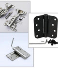 Spring Hinge Tension Pin Metal Dowel Pegs Shelf Support Replacement Kit For Self Closing Garage Door Closer Hinge Includes 24 Shelf Pins And 4 Hex Wrenches Durable Steel Hardware For DIY Home Improvement, showing hinges and tools