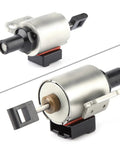Slick No Hassle Cvt Transmission Step Motor Stepper Replace For Nissan Altima Murano Rogue Sentra Mitsubishi Outlander JF011E RE0F10E showing silver and black motor with shaft and connectors.
