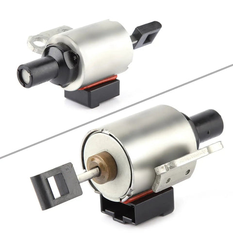 Slick No Hassle Cvt Transmission Step Motor Stepper Replace For Nissan Altima Murano Rogue Sentra Mitsubishi Outlander JF011E RE0F10E showing silver and black motor with shaft and connectors.