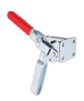 Vertical Quick Release Toggle Clamp With 450 Kg Holding Capacity For Woodworking Machine Assembly In Polished Galvanized Iron Body Built Tough For Industrial Clamping And Precise Component Positioning, red handle
