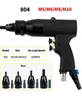 Rivet Nut Gun Set For Auto DIY Projects, Pneumatic Riveter Tool Kit For M3 To M12 Nuts, high speed M5-M10 sizes shown
