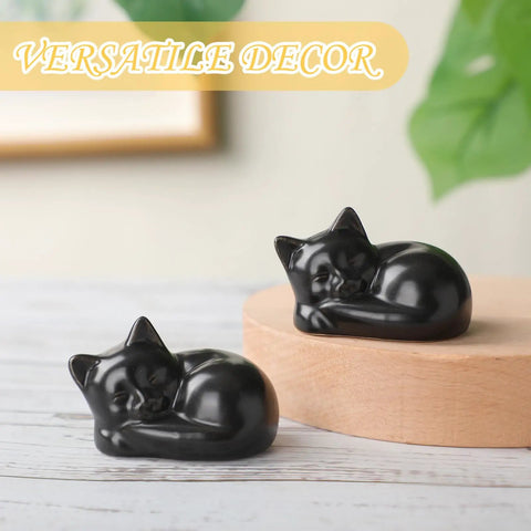 Two Cat Shaped Toilet Bolt Caps Ceramic Screw Covers For Bathroom Decor, 2 Pack Black on wooden surface