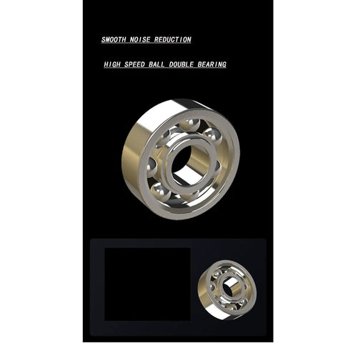 High speed ball double bearing with smooth noise reduction, showcasing a metallic finish and inner ball design.