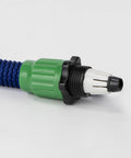Grab This Awesome Expandable Garden Hose Repair Kit With Four Dual Quick Connectors For 5/8 And 3/4 Pipe Fixes Stops Leaks On 25 To 100ft Green Hoses Instantly For Your Outdoor Sprinkler Systems Now. blue expandable garden hose with green and black repair connector