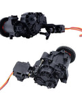 Dual Speed RC Gearbox With Servo And Internal Gears For 1 To 10 RC Crawler Upgrade Parts TRX4 TRX6 with metal gears and plastic housing.