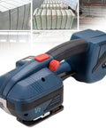 Heavy Duty Electric Strapping Tool With Portable Battery Powered Packaging Machine And Lcd Screen Featuring 4000Mah Capacity, close-up view.