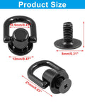 Straight Up Solid 12 Pack Bright Black D Rings For Purses With Mounting Screws Premium Metal Alloy dimensions and details.