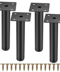 4 Pack Adjustable Metal Furniture Legs 6 Inches High Heavy Duty Cabinet Feet for Kitchen Shelves Sofa Table Chair Desk Cupboard Rotating Feet Easy Leveling and Solid Support with screws included.