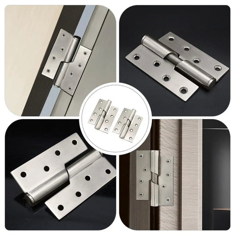 Automatic Self Closing Door Hinge Set In Stainless Steel For Wardrobe And Bathroom Doors With Soft Close And Easy Install, Quiet Pair