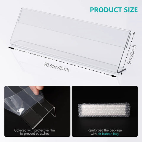 Clear Acrylic Desk Name Plates 2 By 8 Inch Name Tents Pack Of 60 For Classroom Office Meetings Back To School Display Labels Durable And Easy To Clean Transparent Table Sign Tags For Meetings with protective film and bubble wrap packaging