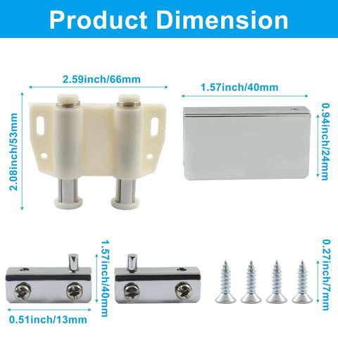Glass Door Magnetic Catch And Pivot Hinge Kit White 7 Pieces No Drill Ready To Install Includes Magnetic Catch Latch 4 Glass Door Clamps 2 Strike Plates And 4 Black Stainless Screws, 5-6 mm