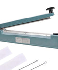 Impulse Sealer Heat Seal Machine For Poly Bags, 16 Inch Sealing Element with aluminum housing and easy grip handle, accessories shown