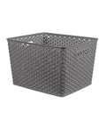 Kick Clutter To The Curb With This Big Slick Gray Woven Storage Basket Featuring Sturdy Cut Out Handles For Roomy Home Organization And Chic Display ThatSeriously Saves Valuable Floor Space Now, 14x11.7x8.6 inches, heavy-duty.