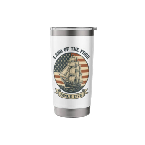 Patriotic Sailboat Flag Stainless Steel Insulated Tumbler For Fourth Of July Celebrations, keeps drinks cold or hot, double wall vacuum sealed.