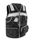 Hi Vis Reflective Safety Vest With 3M Strips, Black Knitted Vest, 10 Pockets, Job Site Ready Workwear For Men And Women, Extra Large