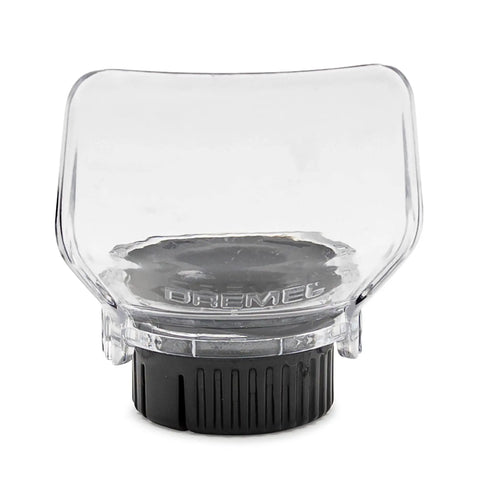 Clear plastic attachment for Pro Grade High Performance Rotary Tool Kit With Bright Led Light And Flex Shaft Attachment Five Piece Set.