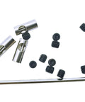 HOPLEX stainless steel coupler sleeve set for converting RC motor pinion gears, 3.175mm to 5mm, with hex wrench and grub screws.