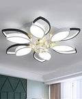 Dope Modern LED Ceiling Light With Acrylic Flower Design Semi Flush Mount In Black And White Featuring Crystal Ball White Light