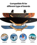 The Sun Rack Premium Bamboo Wall Mount For Surfboards Snowboards Skis And Wakeboards Holds Four Boards With Built In Drawer And Hooks