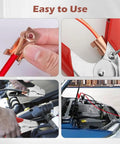 Heavy Duty 1100A Jump Starter Cable Clamps 4 Pack Insulated Battery Alligator Clips shown in use on car engine