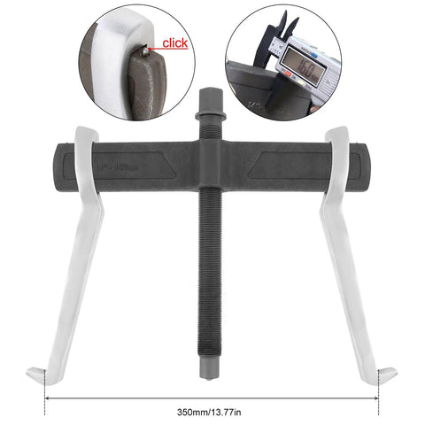 14 Inch Two Jaw Gear Puller Set With Adjustable Chrome Vanadium Steel, front view showing reversible jaw design and close-up details