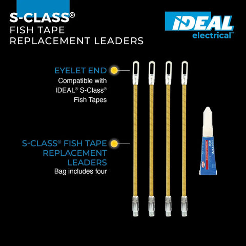 S Class Fish Tape Field Replacement Leader With Fiberglass Construction, Easy Eyelet Replacement, Durable Pull Tape Leader For Wire Pulling And Electrical Installations, Great Accessory For Electricians
