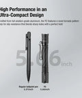 P2 Tactical Pen Light with 1000 Lumens, 886ft Throw, USB-C Rechargeable Or 2AA Compatible next to a ballpoint pen for size comparison