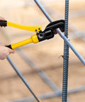 Heavy Duty 8 Ton Hydraulic Rebar Cutter For 5/8 Inch Steel Bar Manual Bolt Chain Shear Tool cutting rebar on site.