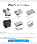 Box contents of Mini 4K Drone Fly More Combo With Dope 4K UHD Camera For Cinematic Shots Ultra Lightweight Under 249 g